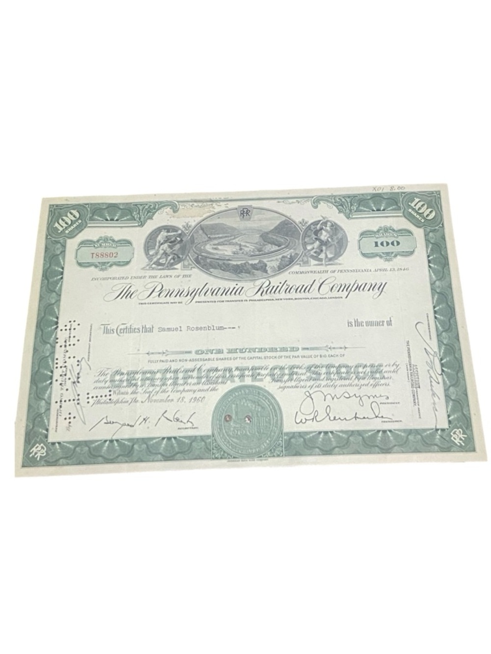 Railroad Stock Certificate